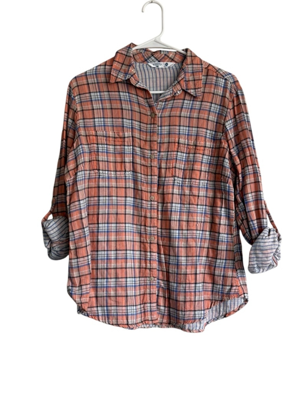Riders (by Lee) Lightweight Plaid Button-Up Shirt, size M